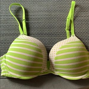 Green and white Victoria Secret Push Up Bra